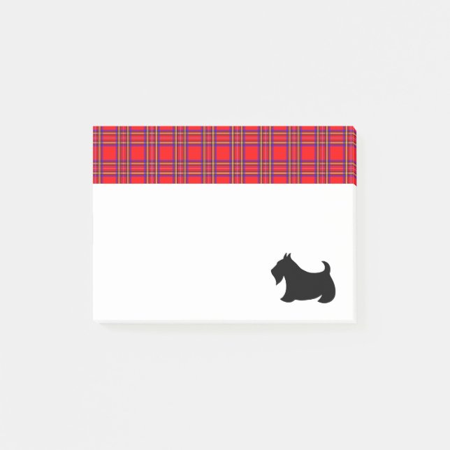 Bloco Post-it Xadrez Scottish Terrier Scotty Posta Notas (Frente)