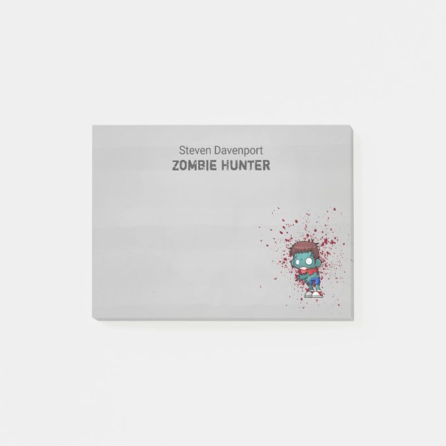 Bloco Post-it Zombie Hunter com Splatter Legal (Frente)