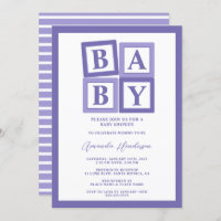 Blocos de Bebê Roxos Convite para Chá de fraldas d