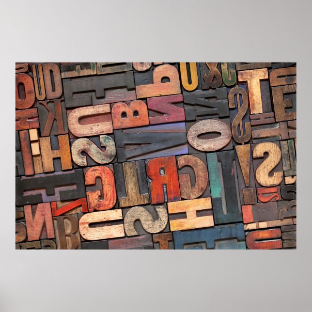 blocos de impressão em letras antigos com tinta co (Frente)