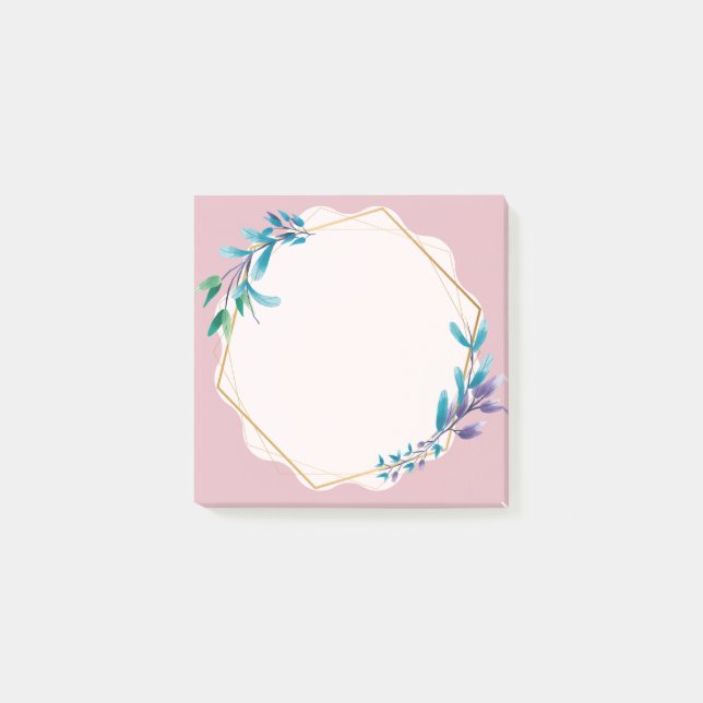 Blocos de Notas Adesivos Florais Rosa | Bloco de N (Frente)