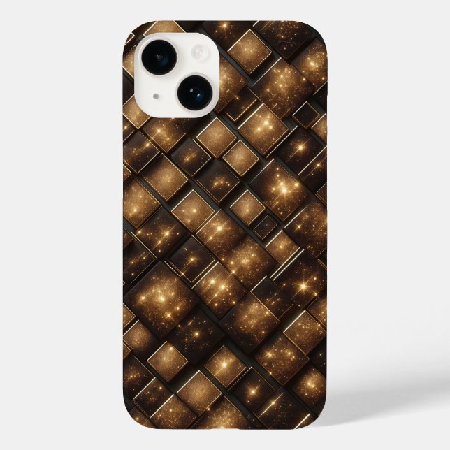 Blocos Geométricos de Brilho Dourado 3D Modernos L (Verso)