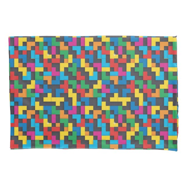 Blocos Retro Tetris Padrão Sem Costura (Frente-Esquerda)