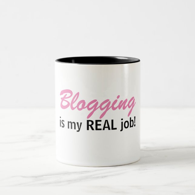 Blogging é meu trabalho REAL - caneca da vida do (Centro)