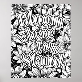 "Blogue Onde Você Está" Coloração de Flor Poster