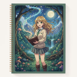 Blonde Anime Girl & Enchanted Forest Magic Journal