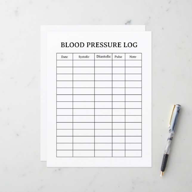 BLOOD PRESSURE LOG  (Frente/Verso In Situ)