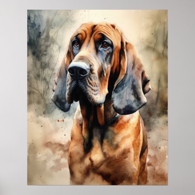 Bloodound Dog Art Impressão (Frente)