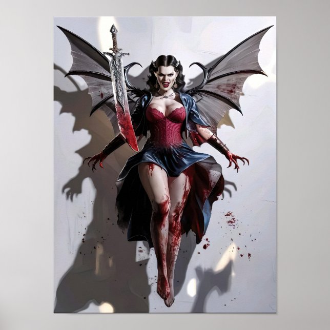 Bloody Sexy Vampire Warrior Poster Art (Frente)