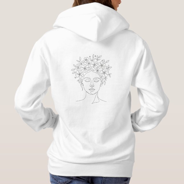 "Bloom" Floral Mulher Face Arte T-Shirt | Boho Jar (Verso)