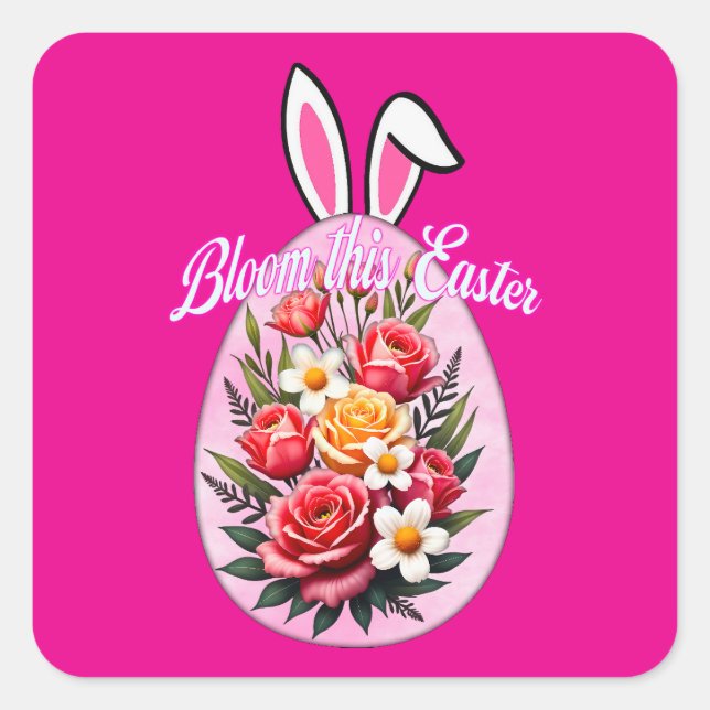Bloom This Easter – Floral Easter Egg Autocolante (Frente)