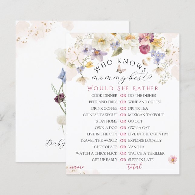 Bloom Wildflower - Jogo de Chá de fraldas Russo (Frente/Verso)