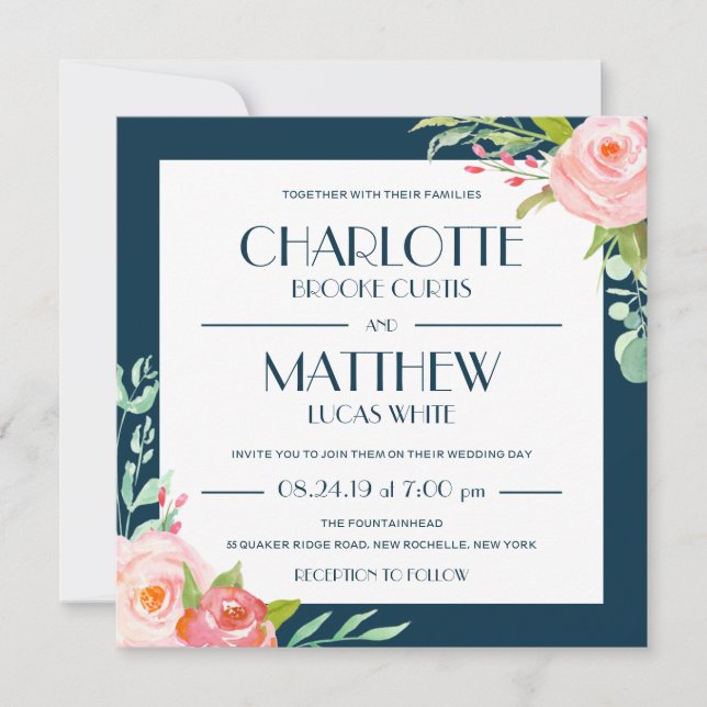 Blooming Botânica| Convite Para Casamento (Frente)