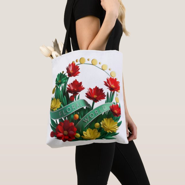 Blooming Elegance Floral All-Over-Impressão Tote B (Close Up)