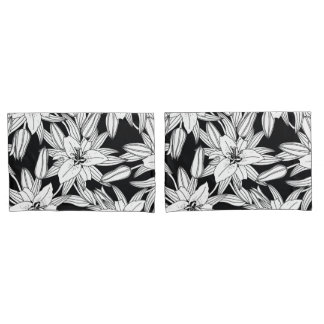 Blooming Lilies in Black and White