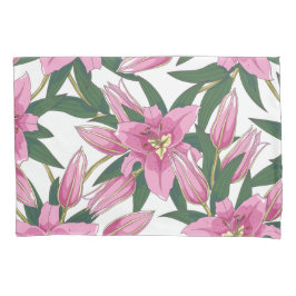 Blooming Lilies in Pastel Pink on White