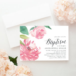 Blooming Peony Convite Baptism