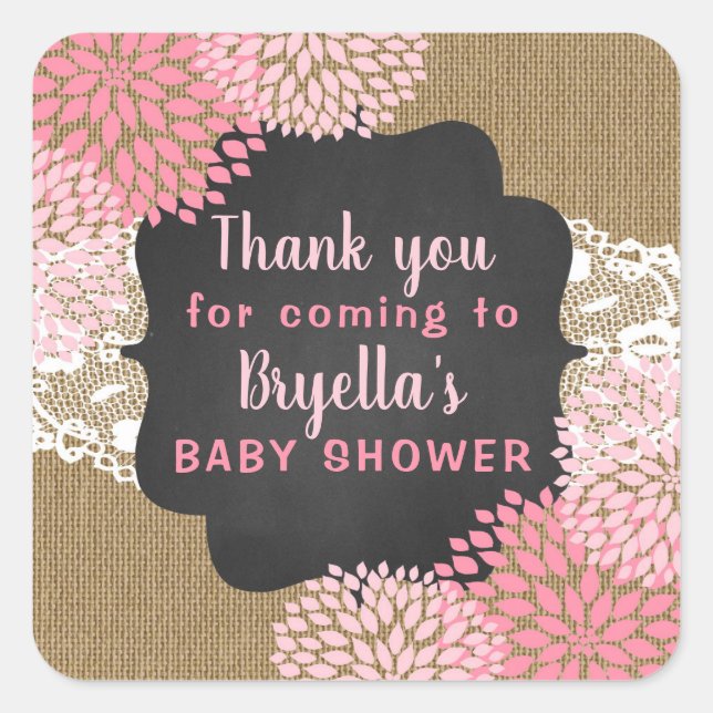 Blooms cor-de-rosa obrigado você para vir adesivo (Frente)