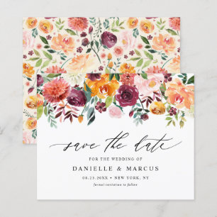 Blooms de outono de Watercolor Floral Salvar a Dat