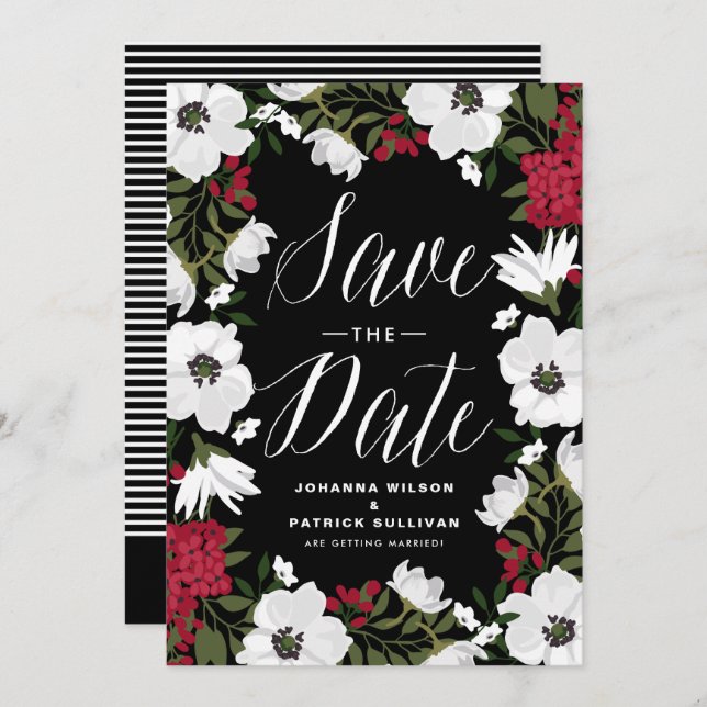 Blooms do Anêone Vermelho Salvem o Anúncio de Data (Frente/Verso)