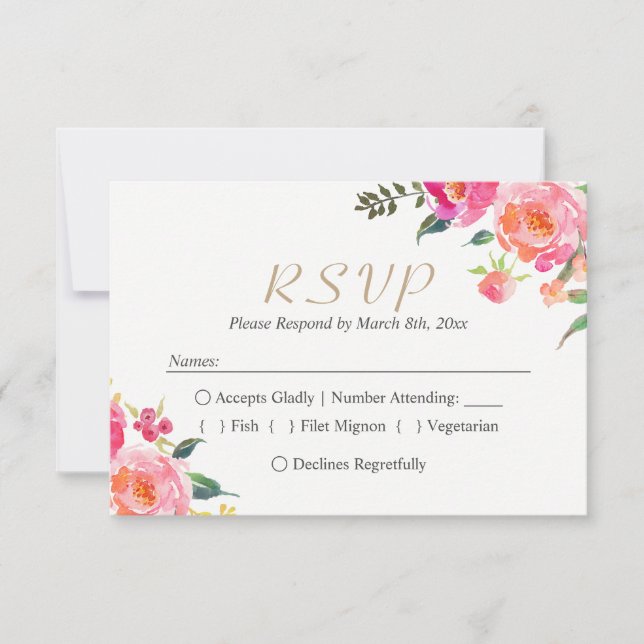 BLOOMS PINTADA Casamento Floral Botânico RSVP (Frente)