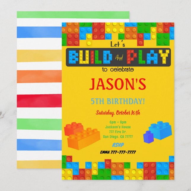 Bloquear Convite de Aniversário (Frente/Verso)