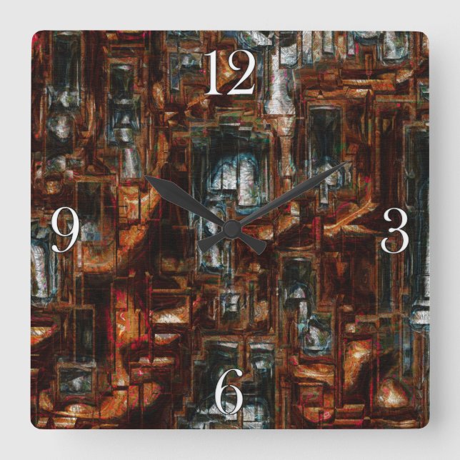 Bloqueio Geométrico Russo 3D - Relógio de Arte Mod (Frente)