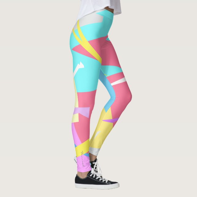 Bloqueios Coloridos Focalizados Leggings Abstrato (Direita)
