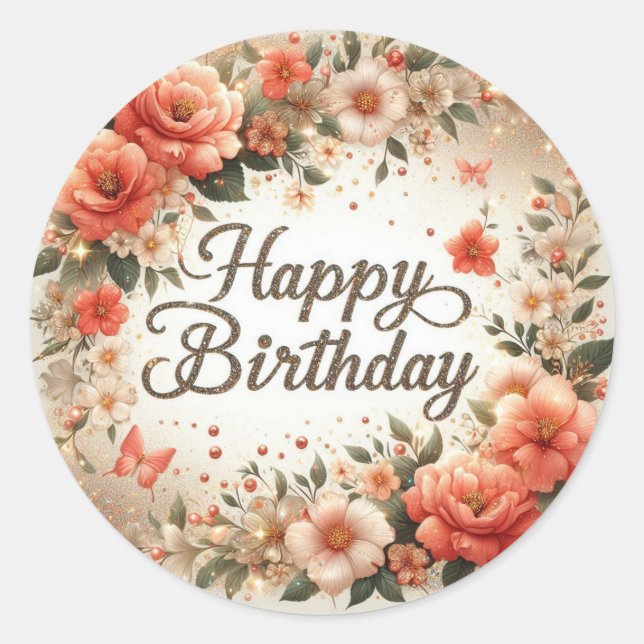 Blossom Birthday Deseja adesivo (Frente)