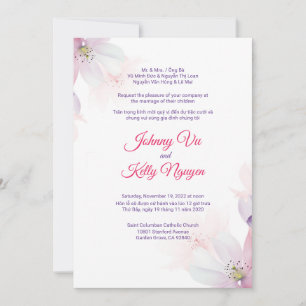 Blossom de Cereja para Convite Bilíngue Vietnamita