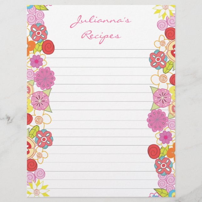 Blossomas Brilhantes Inserir Binder Páginas Letras (Frente)