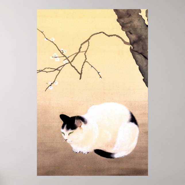 Blossomas de Gato e Ameixa - Poster Hishida Shunso (Frente)