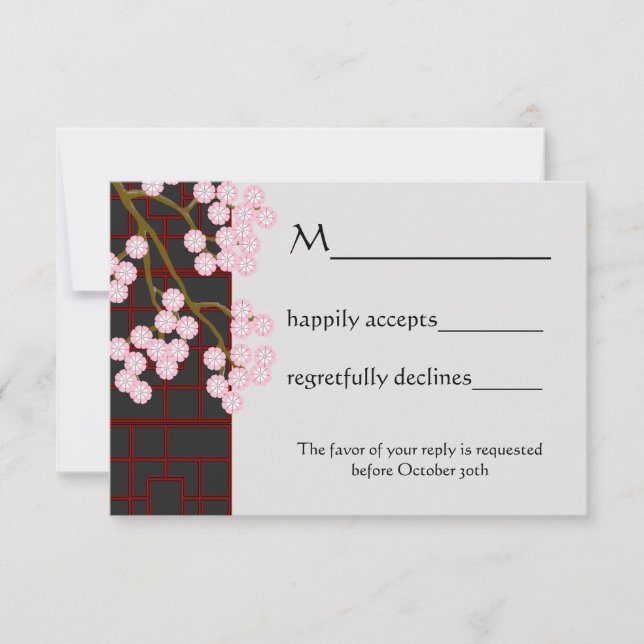 Blossomas japoneses e placa RSVP de Tela (Frente)