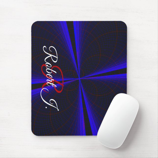 Blue Accent Clover Leaf Geometric Mouse Pad (Com mouse)