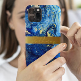 Blue Agate Mable Stone & Dourado Adicionar seu nom