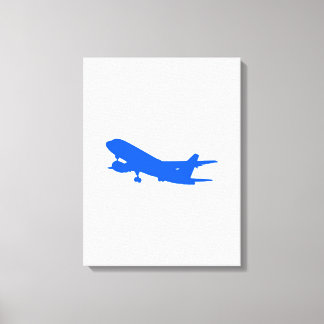 Blue Airplane Silhouette Stretch Stretch Canvas Wa