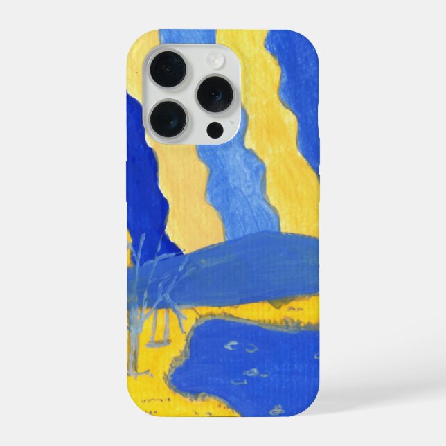 Blue and Yellow Minimalistic Landscape Phone Case (Verso)