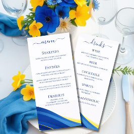 Blue and Yellow Wedding Dinner and Bar Menu 