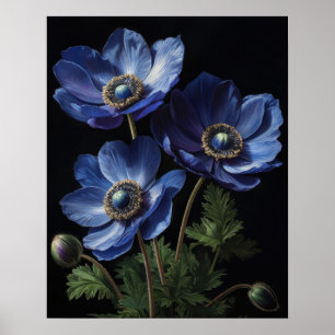 Blue Anemone Flowers Art Impressão Poster