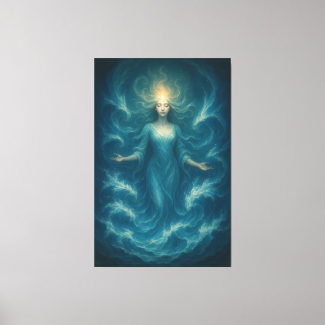 Blue Aura Water Goddess – Luxury Fine Art Canvas (Frente)