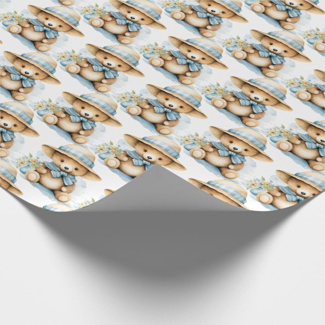Blue Baby Toddler Teddy Bear Papel de embrulho (Ponta)