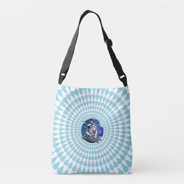 Blue Background Astronauta DJ Music Space Tote Bag (Verso)