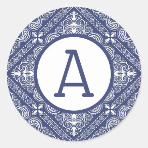 Blue Bandana Personalize o adesivo redondo clássic