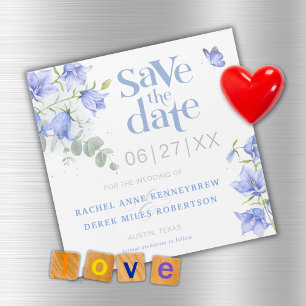 Blue Bellflower Weding Save the Date Magnet Card