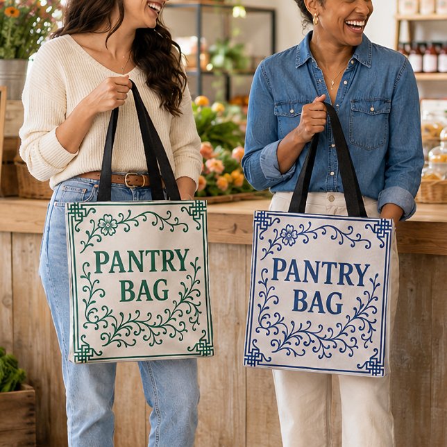 "BLUE-BERRY" BOLSAS DE PANELA | CHINOISERIE TOTE  (Our Totes: "GREEN TEA" (l); "BLUEBERRY" (r); 2 sizes)