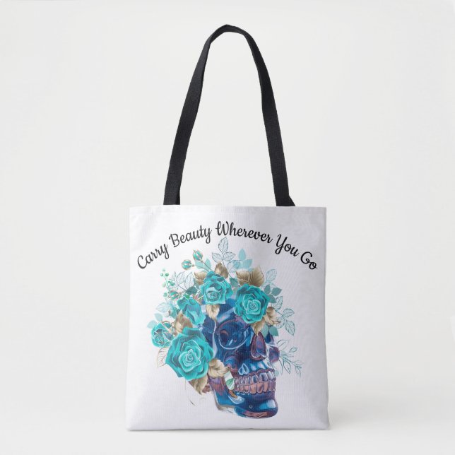 Blue Bloom Requiem Tote Bag – Elegant Floral Art T (Frente)