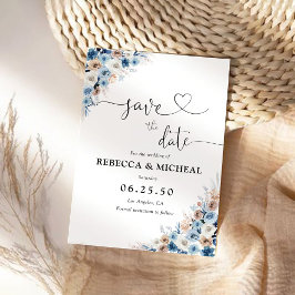 Blue Boho Floral - Salve o cartão de data