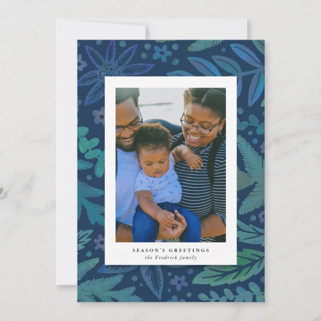 Blue Botanical Seasons Saudações Retrato (Frente)