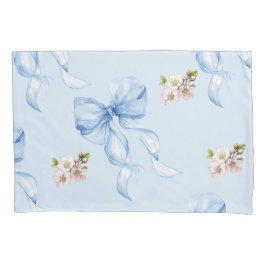 Blue bow and cherry blossom pillow case