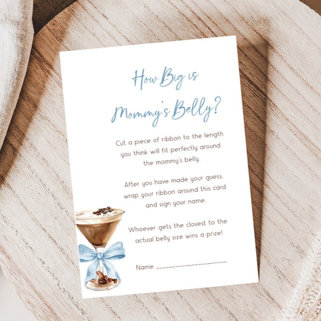 Blue Bow Espresso Martini Chuveiro Quão Grande É o (Espresso Baby Shower Game)